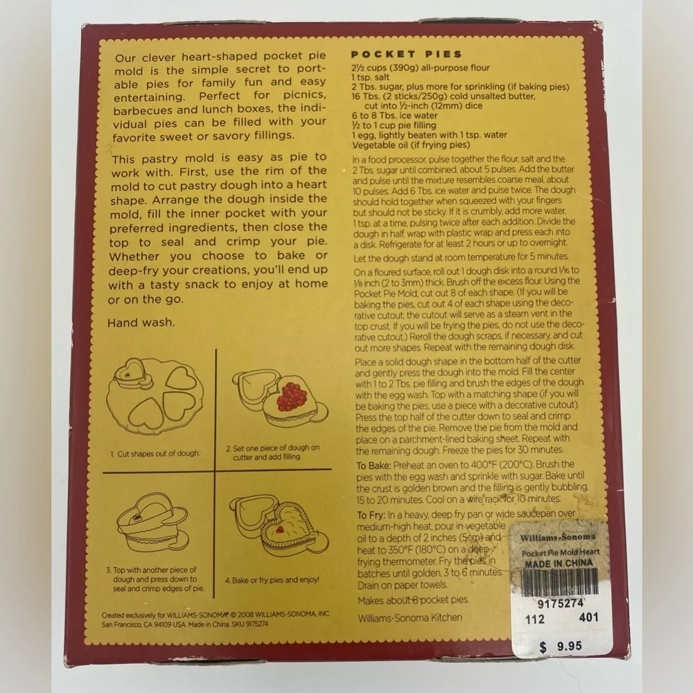 Williams-Sonoma Heart-Shaped Pocket Pie Mold